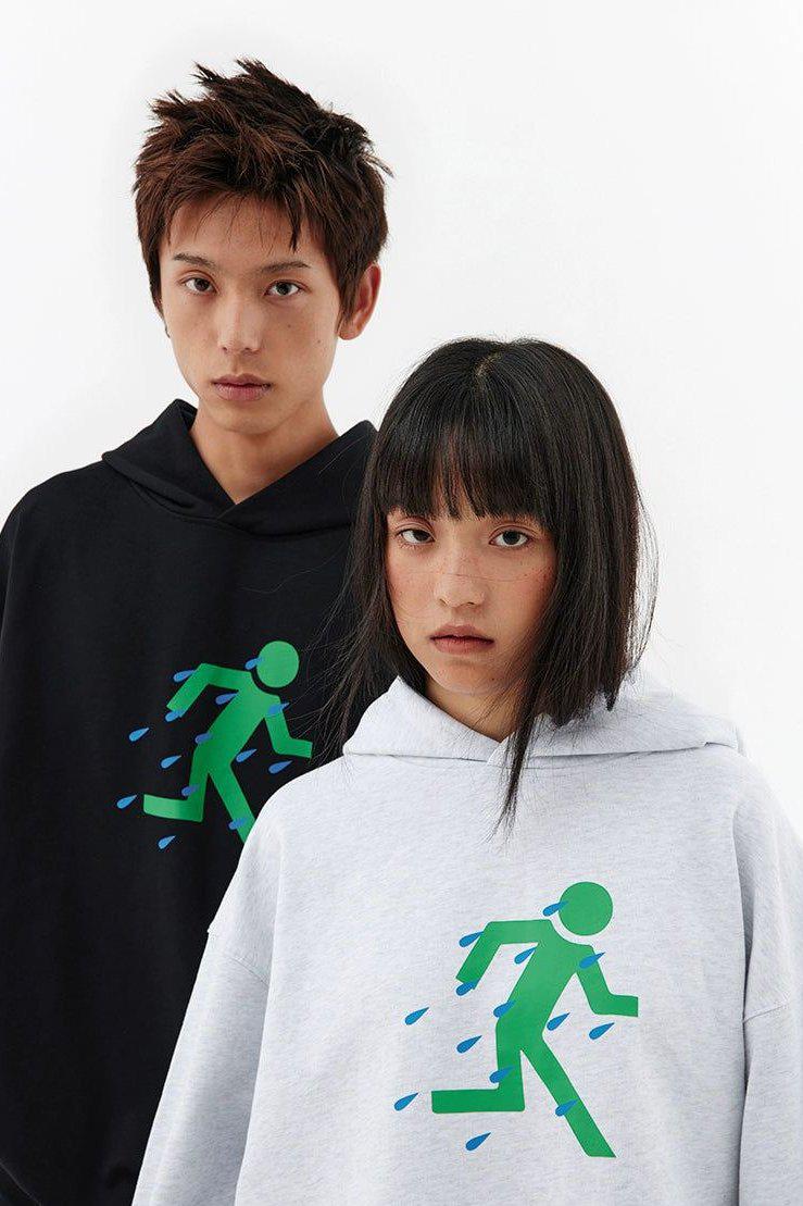 Running in the Rain Graphic Hoodie Korean Street Fashion Hoodie By Crying Center Shop Online at OH Vault