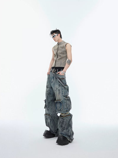 Hand-Painted Ripped Cargo Jeans Korean Street Fashion Jeans By Argue Culture Shop Online at OH Vault