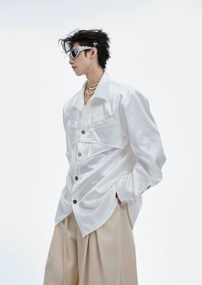 Breast Pocket Buttoned Shirt Korean Street Fashion Shirt By Argue Culture Shop Online at OH Vault