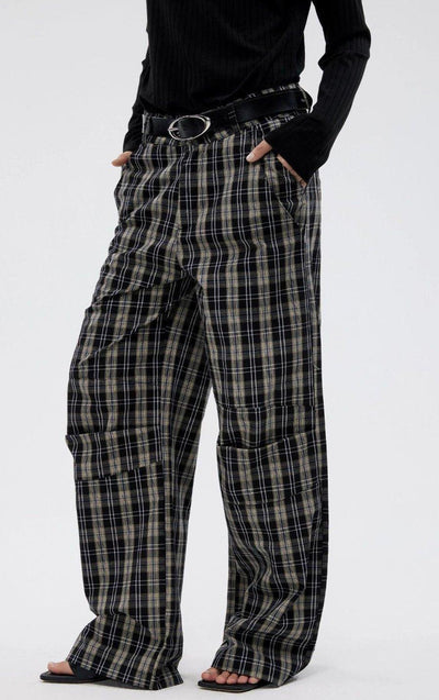 Plaid Pattern Detail Pants