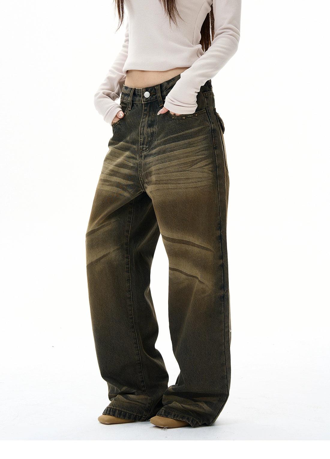 Gradient Washed Buttoned Pocket Jeans Korean Street Fashion Jeans By 77Flight Shop Online at OH Vault