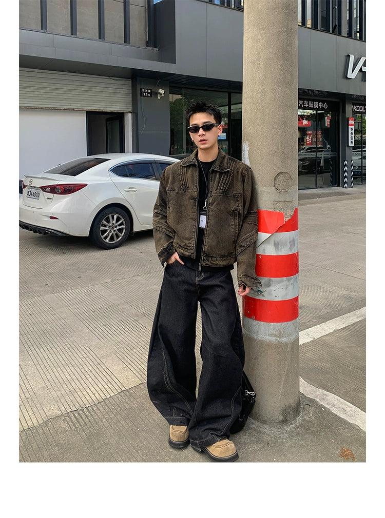 Washed and Grunged Denim Jacket Korean Street Fashion Jacket By Poikilotherm Shop Online at OH Vault