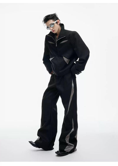 Spliced Contrast Flared Trousers Korean Street Fashion Trousers By Argue Culture Shop Online at OH Vault