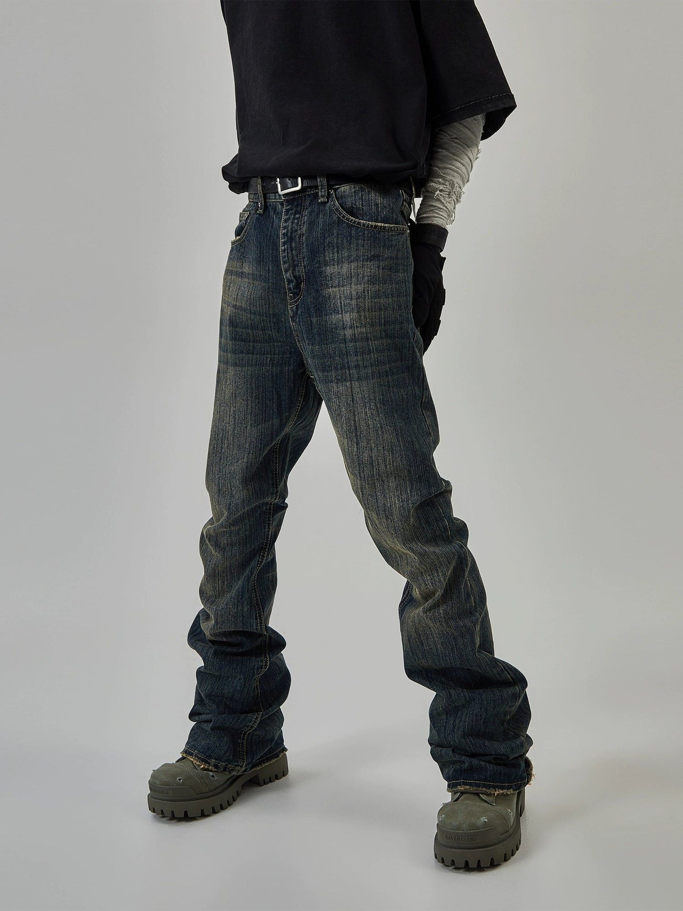 Frayed Edges Slim Fit Jeans Korean Street Fashion Jeans By Ash Dark Shop Online at OH Vault