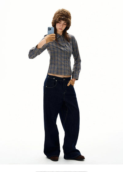 Topstitch Loose Fit Jeans Korean Street Fashion Jeans By 77Flight Shop Online at OH Vault