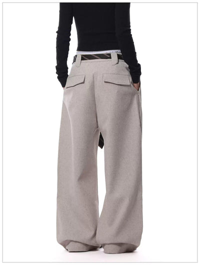 Pleated Belt Strap Trousers Korean Street Fashion Trousers By Mr Nearly Shop Online at OH Vault