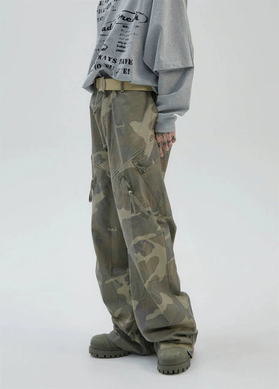 Washed Camouflage Cargo Pants Korean Street Fashion Pants By Ash Dark Shop Online at OH Vault