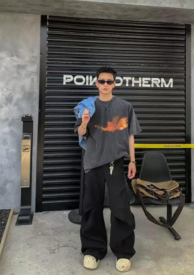 Fire Graphic Print T-Shirt Korean Street Fashion T-Shirt By Poikilotherm Shop Online at OH Vault