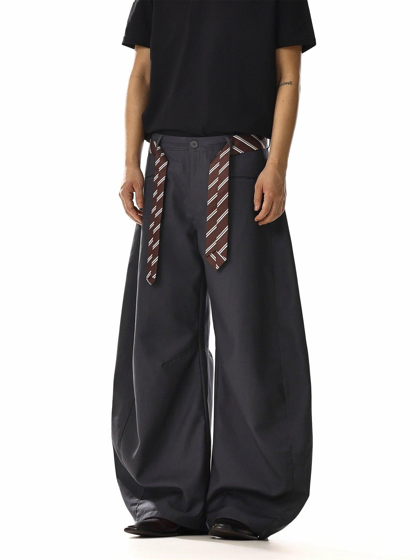 Striped Tie Wide Pants Korean Street Fashion Pants By MEBXX Shop Online at OH Vault