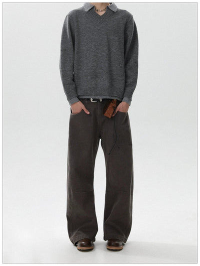 Washed Straight Carpenter Pants Korean Street Fashion Pants By Mr Nearly Shop Online at OH Vault