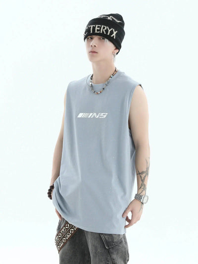 Metallic Accent Logo Tank Top Korean Street Fashion Tank Top By INS Korea Shop Online at OH Vault