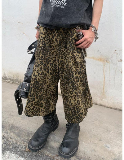 Leopard Print Wide Shorts Korean Street Fashion Shorts By Pioneer of Heroism Shop Online at OH Vault
