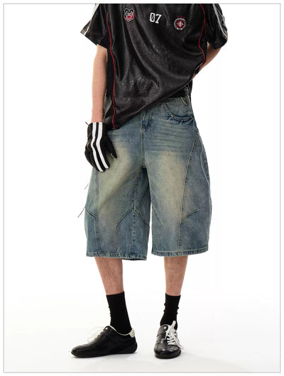 Faded Buttoned Denim Shorts Korean Street Fashion Shorts By Mr Nearly Shop Online at OH Vault