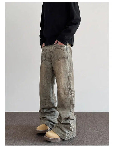 Muddy Washed Flared Jeans Korean Street Fashion Jeans By A PUEE Shop Online at OH Vault