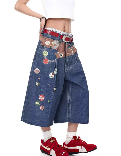 Retro Prints Denim Shorts Korean Street Fashion Shorts By Blacklists Shop Online at OH Vault