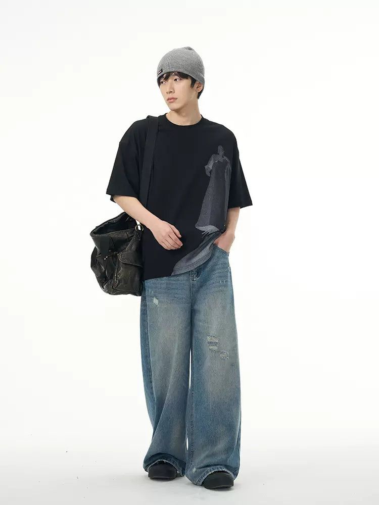 Minimal Distress Washed Jeans Korean Street Fashion Jeans By 77Flight Shop Online at OH Vault