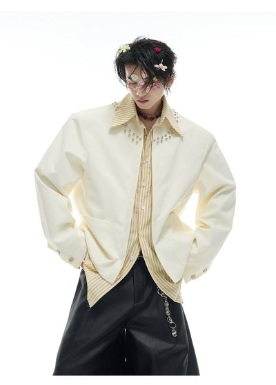 Two Piece Detailed Layer Striped Shirt Korean Street Fashion Shirt By Argue Culture Shop Online at OH Vault