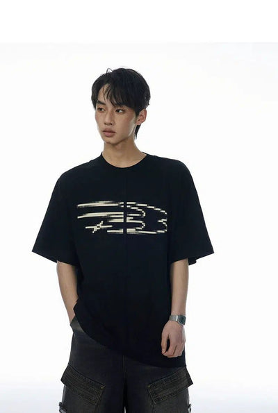 Pixelated Logo Graphic T-Shirt Korean Street Fashion T-Shirt By Cro World Shop Online at OH Vault