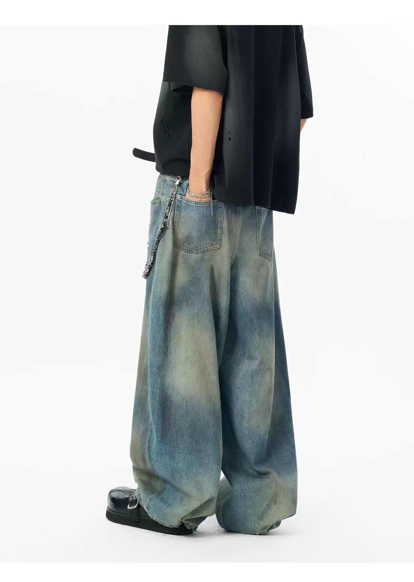 Faded Spots Loose Jeans Korean Street Fashion Jeans By JHYQ Shop Online at OH Vault