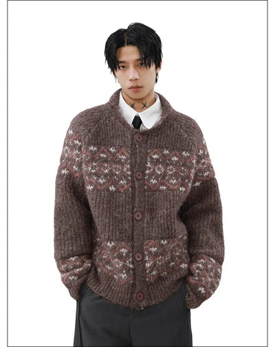 Abstract Pattern Knit Cardigan Korean Street Fashion Cardigan By Mr Nearly Shop Online at OH Vault