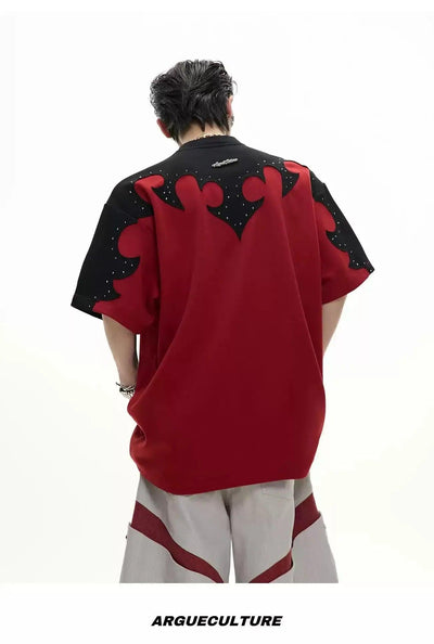 Stitched Pattern T-Shirt Korean Street Fashion T-Shirt By Argue Culture Shop Online at OH Vault
