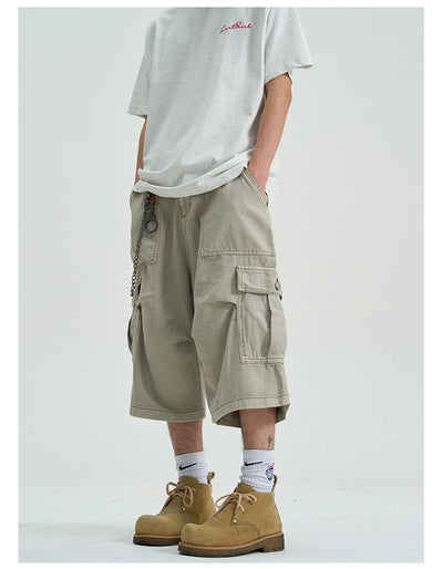 Over Knee Loose Cargo Shorts Korean Street Fashion Shorts By A PUEE Shop Online at OH Vault