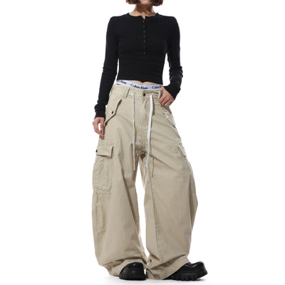Structured Drawstring Wide Cargo Pants Korean Street Fashion Pants By Mr Nearly Shop Online at OH Vault
