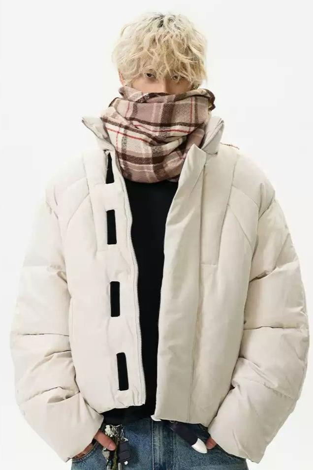 Velcro Straps Puffer Jacket Korean Street Fashion Jacket By A PUEE Shop Online at OH Vault