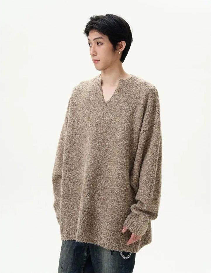 Fuzzy Loose Fit Sweater Korean Street Fashion Sweater By 77Flight Shop Online at OH Vault