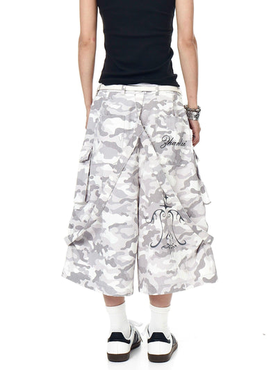 Strap & Pocket Camouflage Cargo Shorts Korean Street Fashion Shorts By Blacklists Shop Online at OH Vault