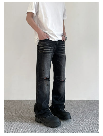 Distressed Cuts Faded Jeans Korean Street Fashion Jeans By A PUEE Shop Online at OH Vault