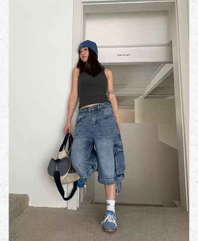Detachable Washed Cargo Jeans Korean Street Fashion Jeans By Made Extreme Shop Online at OH Vault