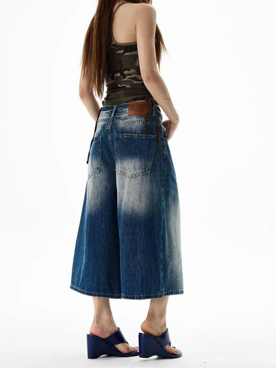 Faded & Washed Wide Denim Shorts Korean Street Fashion Shorts By 77Flight Shop Online at OH Vault