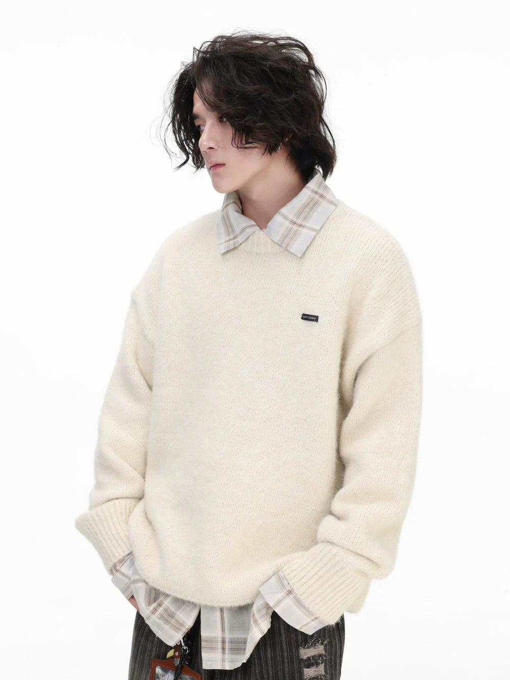 Logo Ribbed Hem Sweater Korean Street Fashion Sweater By INS Korea Shop Online at OH Vault