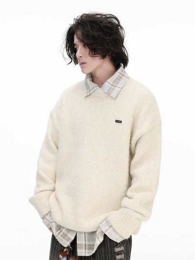 Logo Ribbed Hem Sweater Korean Street Fashion Sweater By INS Korea Shop Online at OH Vault