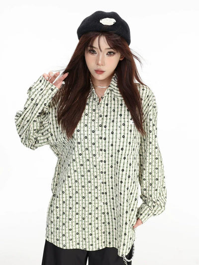 Floral Plaid Full-Print Shirt Korean Street Fashion Shirt By INS Korea Shop Online at OH Vault