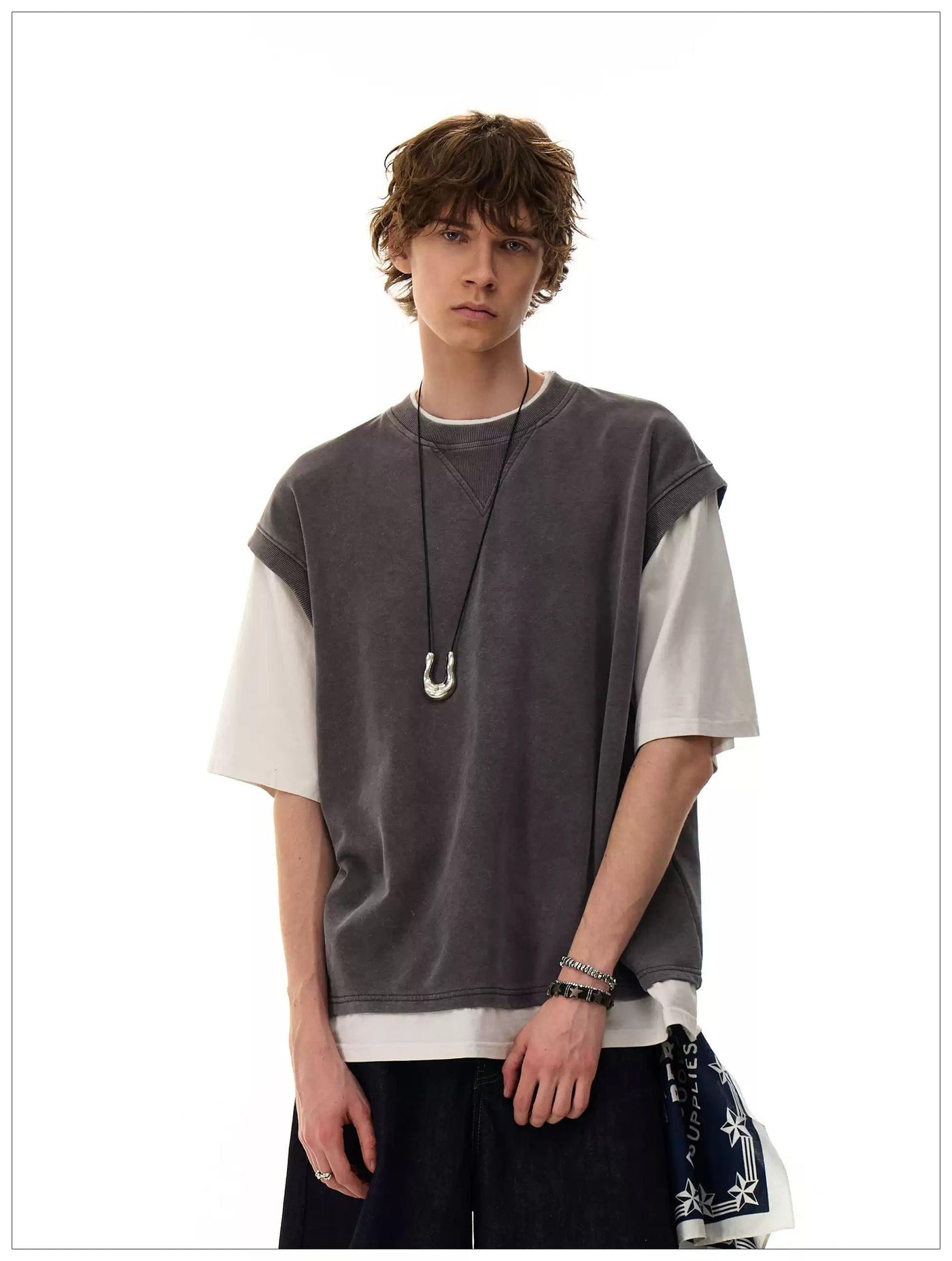 Layered Vest Style T-Shirt Korean Street Fashion T-Shirt By Mr Nearly Shop Online at OH Vault