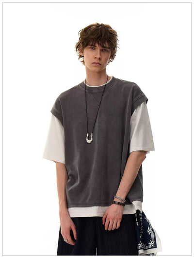 Layered Vest Style T-Shirt Korean Street Fashion T-Shirt By Mr Nearly Shop Online at OH Vault