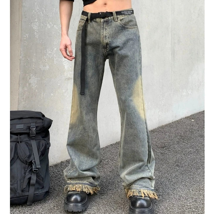 Faded Circles Frayed Jeans Korean Street Fashion Jeans By Poikilotherm Shop Online at OH Vault