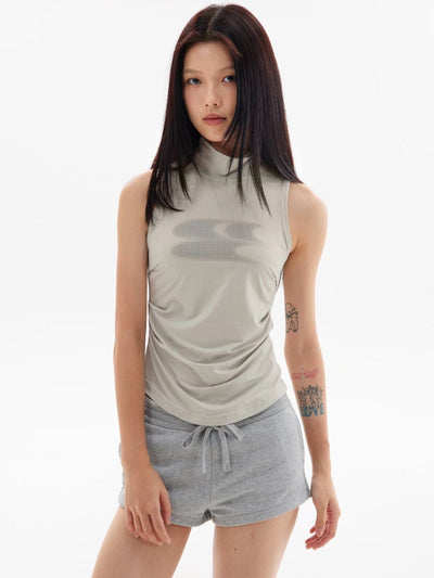 Stand Collar Half Tone Logo Tank Top Korean Street Fashion Vest By Crying Center Shop Online at OH Vault