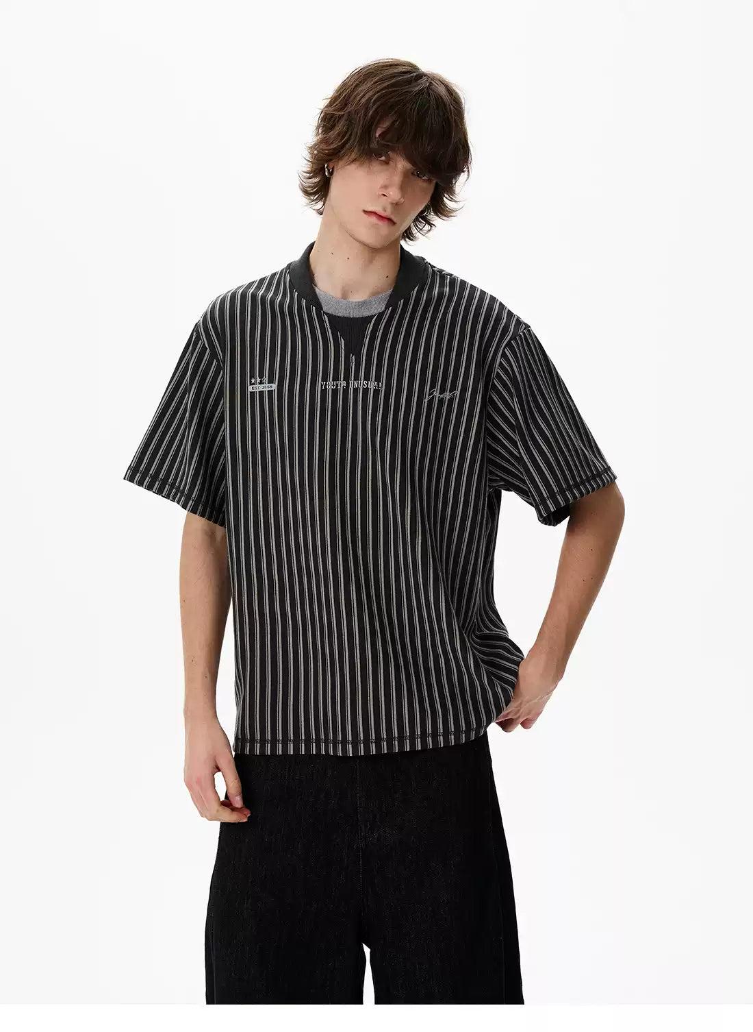 Casual Striped Lines T-Shirt Korean Street Fashion T-Shirt By 77Flight Shop Online at OH Vault