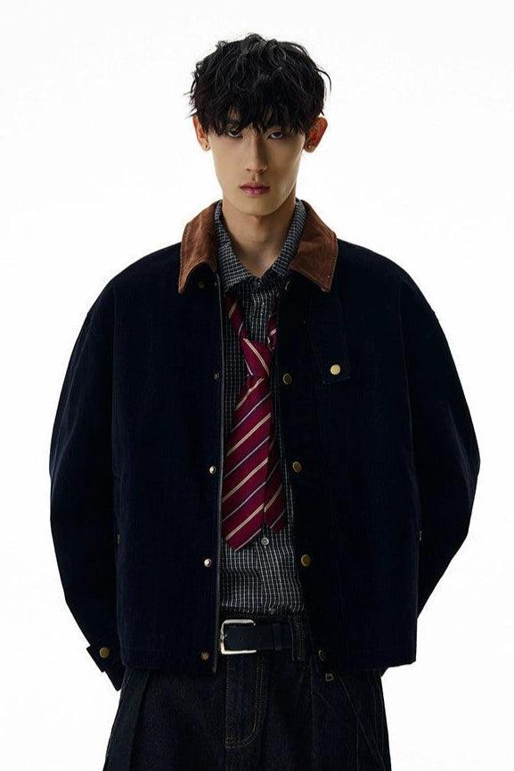 Snap Buttons Contrast Collar Denim Jacket Korean Street Fashion Jacket By A PUEE Shop Online at OH Vault