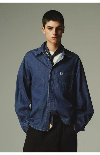 Buttoned Versatile Denim Shirt Korean Street Fashion Shirt By Country Moment Shop Online at OH Vault