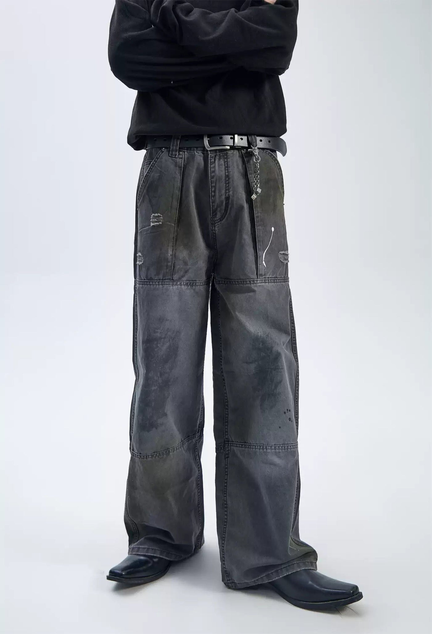 Side Pockets Washed Jeans Korean Street Fashion Jeans By Ash Dark Shop Online at OH Vault