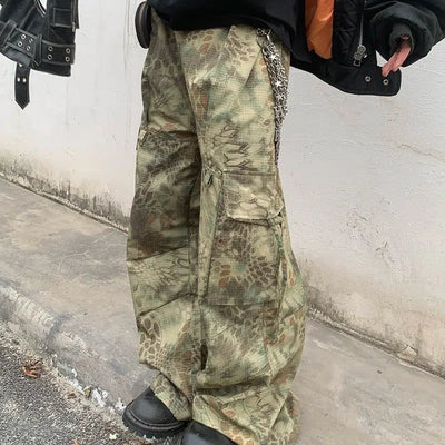 Snake Print Camo Cargo Pants Korean Street Fashion Pants By Pioneer of Heroism Shop Online at OH Vault