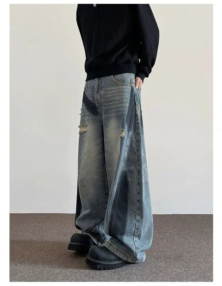 Tri-Tone Fade Scimitar Jeans Korean Street Fashion Jeans By A PUEE Shop Online at OH Vault