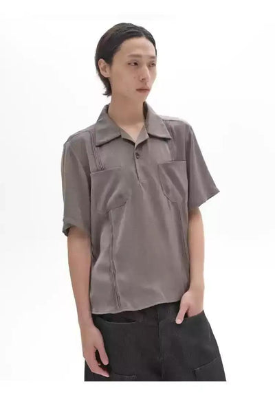 Pleated Front Pockets Polo Korean Street Fashion Polo By Pioneer of Heroism Shop Online at OH Vault