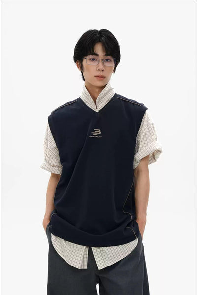 Logo Embroidery Sleeveless T-Shirt Korean Street Fashion Vest By Mason Prince Shop Online at OH Vault