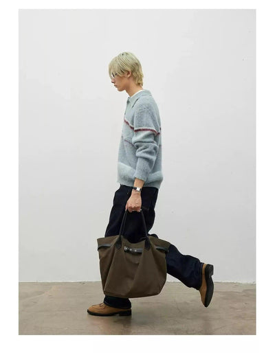 Fuzzy Collared Buttoned Sweater Korean Street Fashion Sweater By Terra Incognita Shop Online at OH Vault