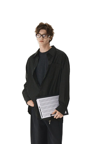 Grid Buttoned Relaxed Shirt Korean Street Fashion Shirt By Cro World Shop Online at OH Vault